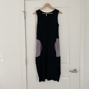 Comfy USA Lagenlook Modal Abstract Print Midi Dress